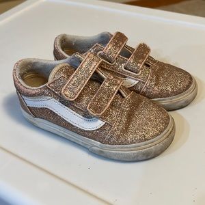 Vans Gold Sparkle Old Skool Velcro Shoes